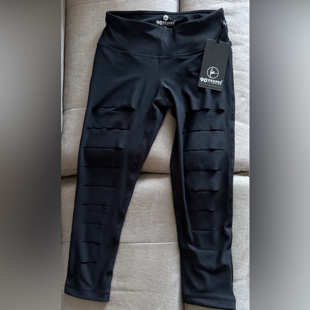 90 Degree By Reflex Jet Black Cutout Leggings